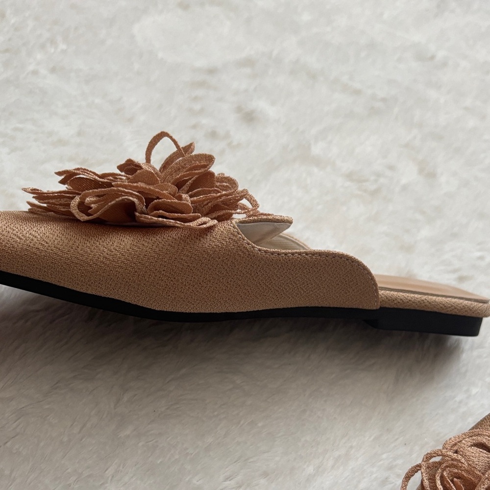 Elegant But Casual Tan Floral Women's Mules - Picture 3 of 5